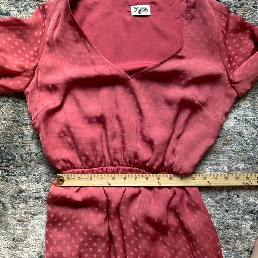 Show Me Your MuMu Anastasia Mini Polka Dot Dress Sangria Pink Flutter Sleeve M‎ - Picture 6 of 7